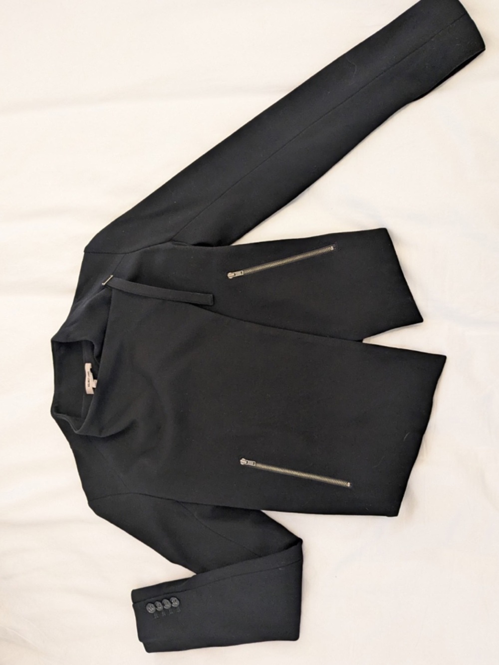 Helmut Lang Sonar Wool Black Asymmetric Zip Blazer Jacket Size S Like New - Picture 10 of 16